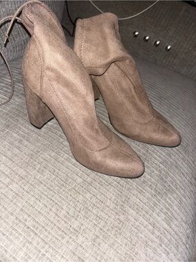 Women's Brown Suede Block Heel Ankle Boots